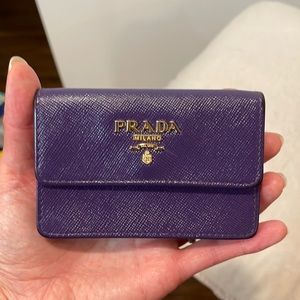 Prada purple saffiano cardholder card holder